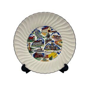 Kentucky Souvenir State Plate 9.5" Ceramic Scalloped Edge Scenic Landmarks